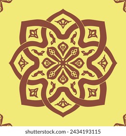 Flower seamless pattern brown color and yellow background number 11