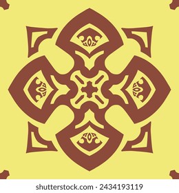 Flower seamless pattern brown color and yellow background number 3