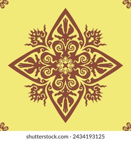Flower seamless pattern brown color and yellow background number 5