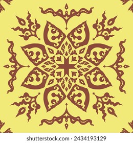 Flower seamless pattern brown color and yellow background number 4