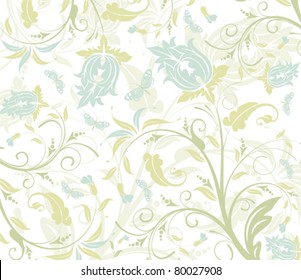 Flower seamless pattern with butterfly, element for design, vector illustration