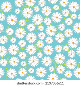 Flower seamless pattern. Chamomile summer pattern. Spring background. Textile pattern