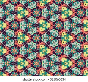 Flower seamless pattern. Seamless pattern composed of color abstract elements. Useful as design element for texture, pattern and artistic compositions. Vector illustration.