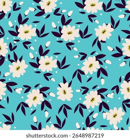 Nahtloses Blumenmuster. Niedlicher floraler Hintergrund