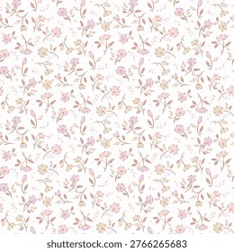 Flower seamless pattern. Cute floral wallpaper. Small flower pattern background. Ditsy floral with small hand drawn repeat isolated on a light background. Design for textile, wallpaper, covers, posters, cards, decoration and packaging. Stock vector print