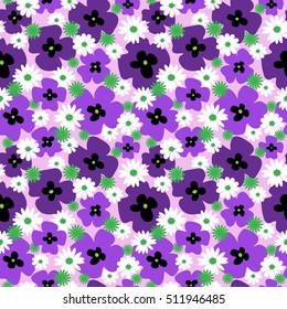 Flower seamless pattern with a daisies and poppies