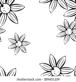 Flower seamless pattern. Decorative summer flowers on a light background. Vector image