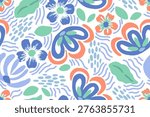 Flower  seamless pattern design with beautiful flower and leaves. botanical floral pattern designs for fabric, cotton, wallpaper, satin, gift wrap, carpet, backgrounds