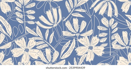 Flower  seamless pattern design with beautiful flower and leaves. Flower art. floral and leaf pattern design for fabric, cotton, wallpaper, satin, gift wrap, carpet, background.