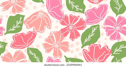 Flor design padrão sem emenda com flores e folhas bonitas. Flor arte. floral e design de padrão de folha para tecido, algodão, papel de parede, cetim, envoltório de presente, tapete, fundo.