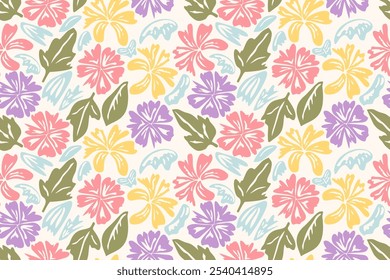 Flower seamless pattern design with beautiful flower and leaves. Flower art. floral and leaf pattern design for fabric, cotton, wallpaper, satin, gift wrap, carpet, background.