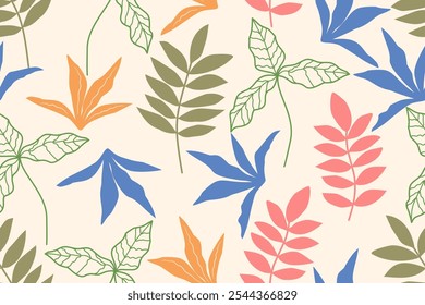 Flower seamless pattern design with beautiful flower and leaves. Flower art. floral and leaf pattern design for fabric, cotton, wallpaper, satin, gift wrap, carpet, background.