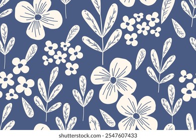 Flower seamless pattern design with beautiful flower and leaves. Flower art. floral and leaf pattern design for fabric, cotton, wallpaper, satin, gift wrap, carpet, background.	