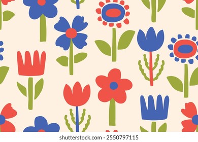 Flower seamless pattern design with beautiful flower and leaves. Flower art. floral and leaf pattern design for fabric, cotton, wallpaper, satin, gift wrap, carpet, background.	