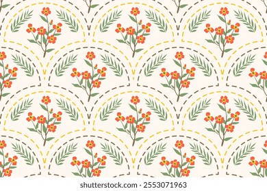 Flower seamless pattern design with beautiful flower and leaves. Flower art. floral and leaf pattern design for fabric, cotton, wallpaper, satin, gift wrap, carpet, background.