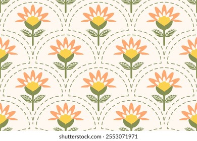 Flower seamless pattern design with beautiful flower and leaves. Flower art. floral and leaf pattern design for fabric, cotton, wallpaper, satin, gift wrap, carpet, background.