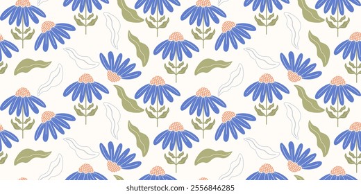 Flower seamless pattern design with beautiful flower and leaves. Flower art. floral and leaf pattern design for fabric, cotton, wallpaper, satin, gift wrap, carpet, background.	