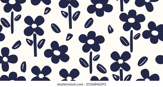 Flower seamless pattern design with beautiful flower and leaves. Flower art. floral and leaf pattern design for fabric, cotton, wallpaper, satin, gift wrap, carpet, background.	