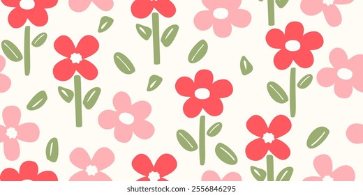 Flower seamless pattern design with beautiful flower and leaves. Flower art. floral and leaf pattern design for fabric, cotton, wallpaper, satin, gift wrap, carpet, background.	