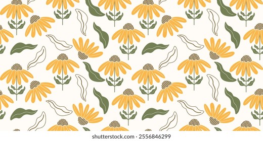 Flower seamless pattern design with beautiful flower and leaves. Flower art. floral and leaf pattern design for fabric, cotton, wallpaper, satin, gift wrap, carpet, background.	