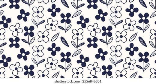 Flower seamless pattern design with beautiful flower and leaves. Flower art. floral and leaf pattern design for fabric, cotton, wallpaper, satin, gift wrap, carpet, background.	