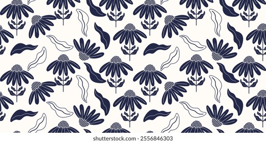 Flower seamless pattern design with beautiful flower and leaves. Flower art. floral and leaf pattern design for fabric, cotton, wallpaper, satin, gift wrap, carpet, background.	