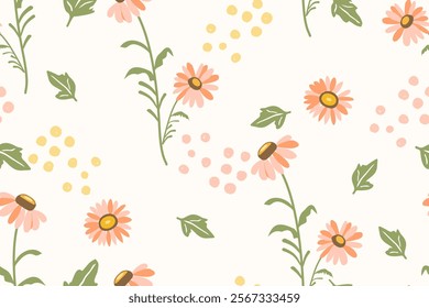 Flower seamless pattern design with beautiful flower and leaves. Flower art. floral and leaf pattern design for fabric, cotton, wallpaper, satin, gift wrap, carpet, background.	