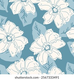 Flower seamless pattern design with beautiful flower and leaves. Flower art. floral and leaf pattern design for fabric, cotton, wallpaper, satin, gift wrap, carpet, background.	