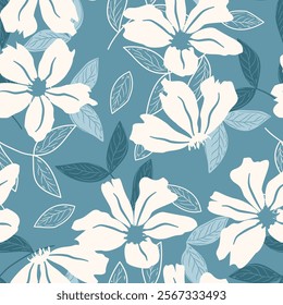 Flower seamless pattern design with beautiful flower and leaves. Flower art. floral and leaf pattern design for fabric, cotton, wallpaper, satin, gift wrap, carpet, background.	