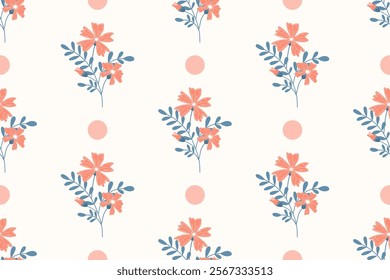 Flower seamless pattern design with beautiful flower and leaves. Flower art. floral and leaf pattern design for fabric, cotton, wallpaper, satin, gift wrap, carpet, background.	