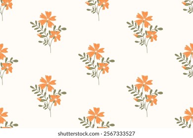 Flower seamless pattern design with beautiful flower and leaves. Flower art. floral and leaf pattern design for fabric, cotton, wallpaper, satin, gift wrap, carpet, background.	