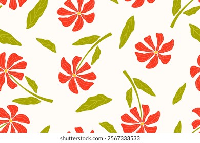 Flower seamless pattern design with beautiful flower and leaves. Flower art. floral and leaf pattern design for fabric, cotton, wallpaper, satin, gift wrap, carpet, background.	