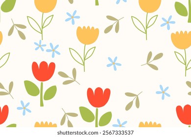 Flower seamless pattern design with beautiful flower and leaves. Flower art. floral and leaf pattern design for fabric, cotton, wallpaper, satin, gift wrap, carpet, background.	