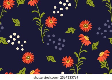 Flower seamless pattern design with beautiful flower and leaves. Flower art. floral and leaf pattern design for fabric, cotton, wallpaper, satin, gift wrap, carpet, background.	