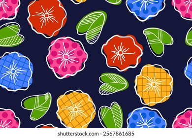 Flower seamless pattern design with beautiful flower and leaves. Flower art. floral and leaf pattern design for fabric, cotton, wallpaper, satin, gift wrap, carpet, background.	