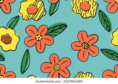 Flower seamless pattern design with beautiful flower and leaves. Flower art. floral and leaf pattern design for fabric, cotton, wallpaper, satin, gift wrap, carpet, background.	