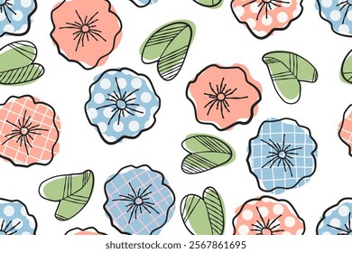 Flower seamless pattern design with beautiful flower and leaves. Flower art. floral and leaf pattern design for fabric, cotton, wallpaper, satin, gift wrap, carpet, background.	