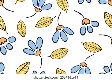 Flower seamless pattern design with beautiful flower and leaves. Flower art. floral and leaf pattern design for fabric, cotton, wallpaper, satin, gift wrap, carpet, background.	