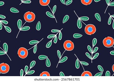 Flower seamless pattern design with beautiful flower and leaves. Flower art. floral and leaf pattern design for fabric, cotton, wallpaper, satin, gift wrap, carpet, background.	