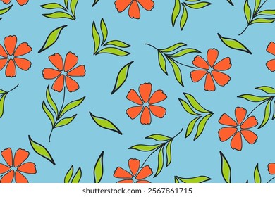 Flower seamless pattern design with beautiful flower and leaves. Flower art. floral and leaf pattern design for fabric, cotton, wallpaper, satin, gift wrap, carpet, background.	