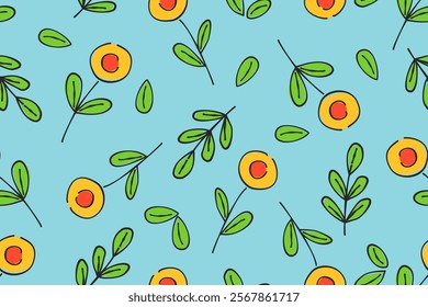 Flower seamless pattern design with beautiful flower and leaves. Flower art. floral and leaf pattern design for fabric, cotton, wallpaper, satin, gift wrap, carpet, background.	