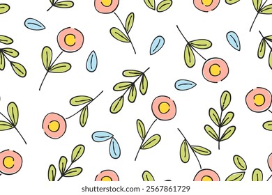 Flower seamless pattern design with beautiful flower and leaves. Flower art. floral and leaf pattern design for fabric, cotton, wallpaper, satin, gift wrap, carpet, background.	