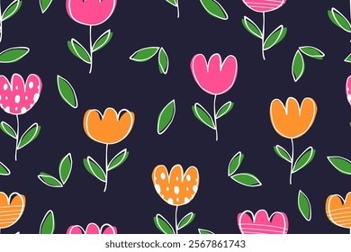 Flower seamless pattern design with beautiful flower and leaves. Flower art. floral and leaf pattern design for fabric, cotton, wallpaper, satin, gift wrap, carpet, background.	