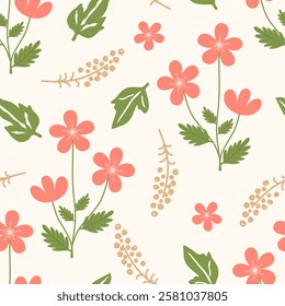 Flower seamless pattern design with beautiful flower and leaves. Flower art. floral and leaf pattern design for fabric, cotton, wallpaper, satin, gift wrap, carpet, background.	