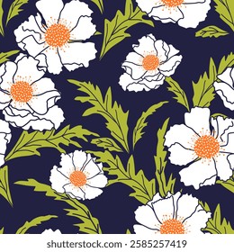 Flower seamless pattern design with beautiful flower and leaves. Flower art. floral and leaf pattern design for fabric, cotton, wallpaper, satin, gift wrap, carpet, background.	