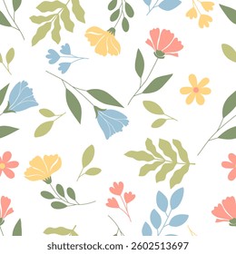 Flower seamless pattern design with beautiful flower and leaves. Flower art. floral and leaf pattern design for fabric, cotton, wallpaper, satin, gift wrap, carpet, background.	