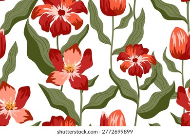 Flower  seamless pattern design with beautiful flower and leaves. botanical floral pattern designs for fabric, cotton, wallpaper, satin, gift wrap, carpet, backgrounds