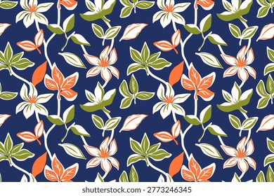 Flower  seamless pattern design with beautiful flower and leaves. botanical floral pattern designs for fabric, cotton, wallpaper, satin, gift wrap, carpet, backgrounds