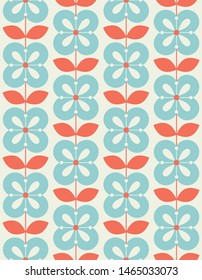 Flower seamless pattern design. Scandinavian style. Vector illustration.