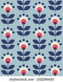 Flower seamless pattern design. Scandinavian style. Vector illustration.